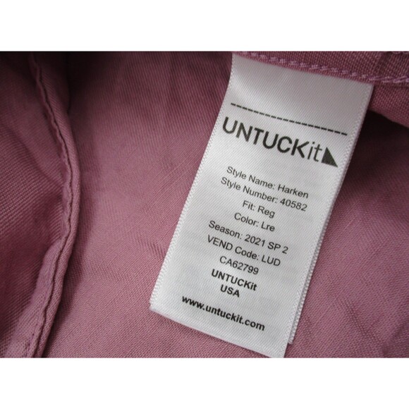 UNTUCKit Shirt Mens 2XL XXL Pink Linen Blend Long Sleeve Casual Button Up * - Picture 8 of 12